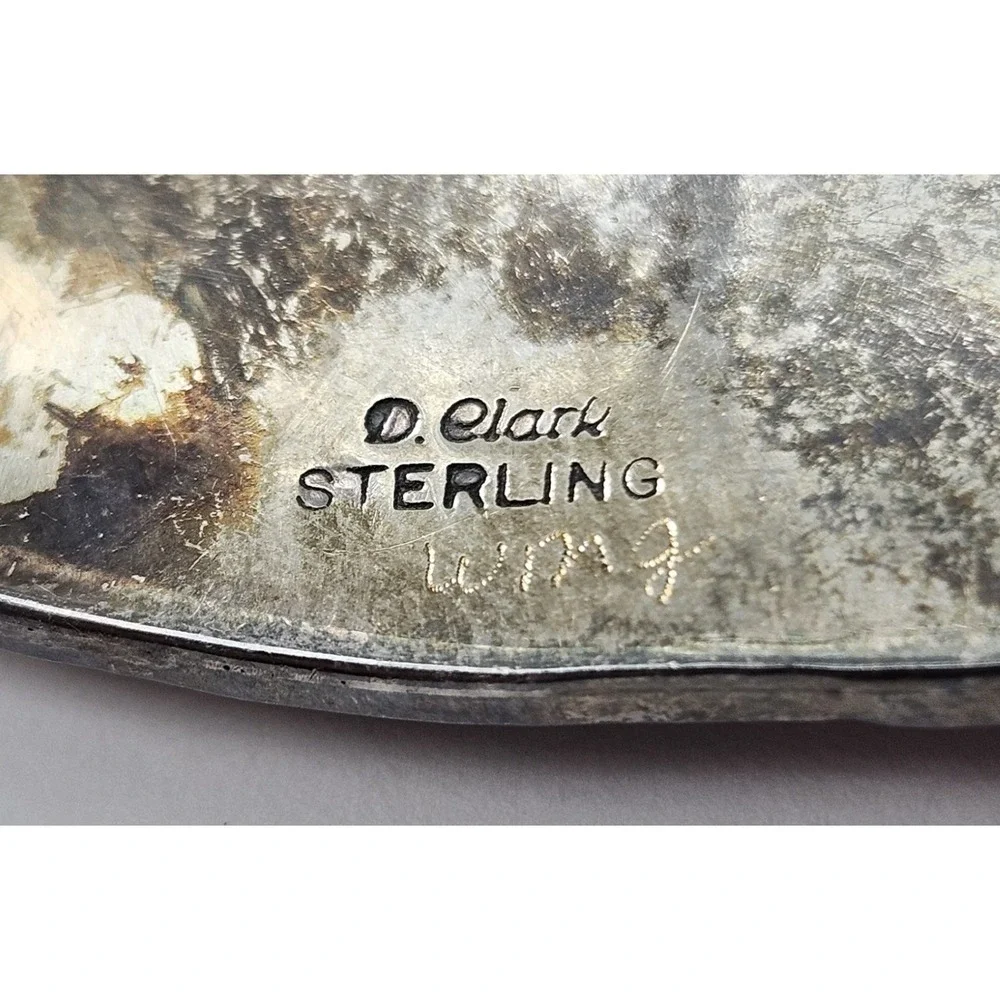 Danny Clark Sterling Silver Belt Buckle Navajo NA Turquoise Handmade Stamped 53g